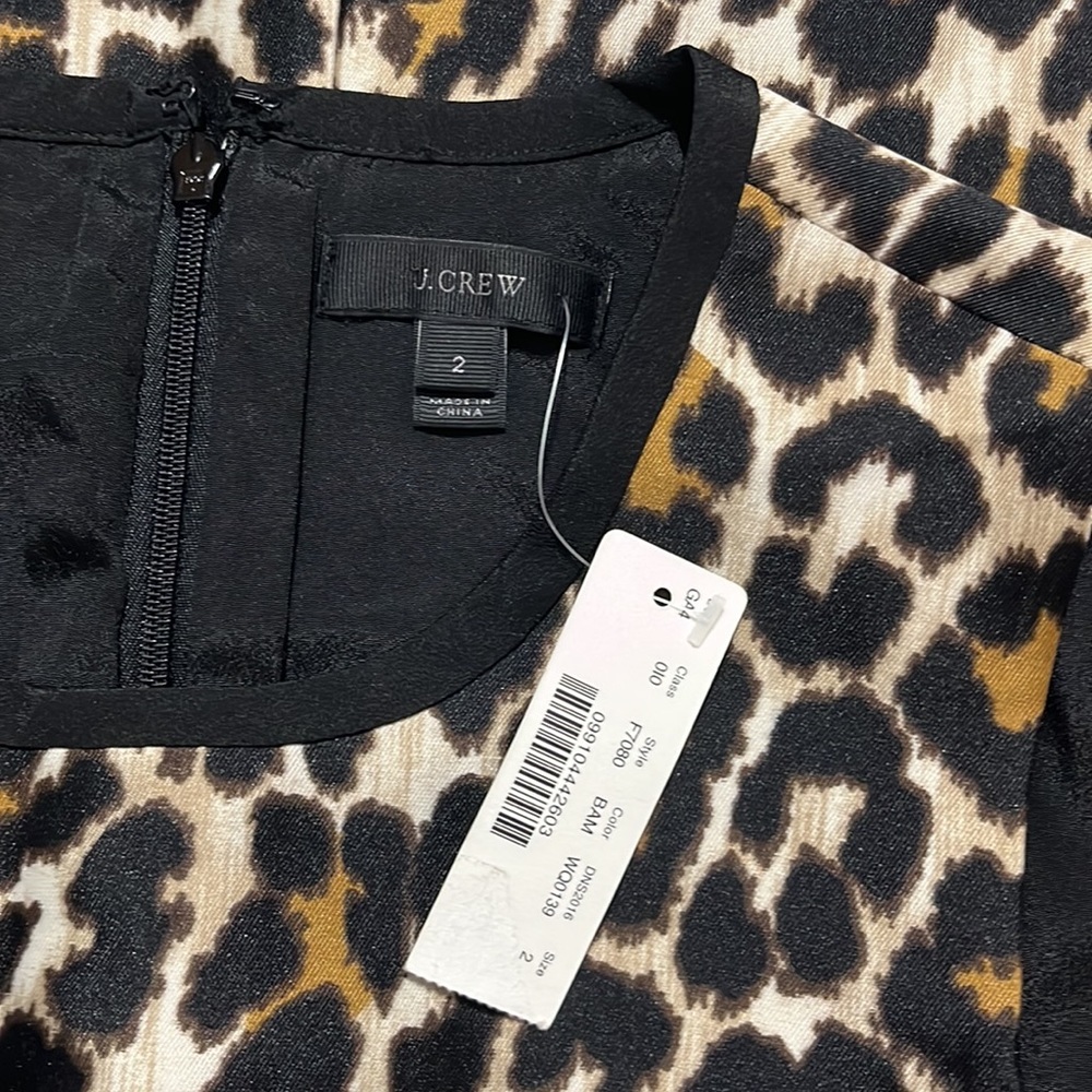 🆕J. Crew Leopard Shift Dress, Size 2 - Picture 9 of 10